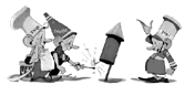 [It's those guys from the front of the cereal box.  They talk when you pour milk on the cereal.]