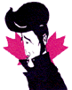 [This is a cartoon of Elvis with part of a maple leaf behind him. What does it mean?]