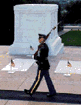 [This is a picture of a real soldier with a gun, marching in front of a big marble stone, probably one of his buddies' tomb. But I am pretty cynical. I mean, these guys are defending democracy and the free market, right?]