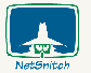 [This is the logo of NetSnitch, the program that rats on you. Your parents or boss will know exactly where you've been surfing. Big Brother is watching! But back to the logo: it's kinda cool. Reminiscent of Spy vs Spy.]