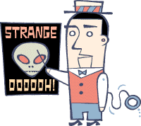 [Illustration of a talking doll with pull-string feature in turn illustrating an illustration of a scary green alien.]