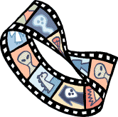 [Scary illustration of a moebius strip of film, each cel containing a scary myth: the Loch Ness Monster, the Grim Reaper, scary aliens, el Chupacabras, ghosts, ex-President Bush, etc.]