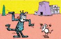 [Another cartoon. This one is of Krazy Kat with Krazy Mouse, in the dessert, doing some kind of Third-World dance.]