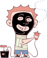 [Alfred E. Newman has just had a bomb go off in his face. Comical, maybe, but unnecessarily violent.]